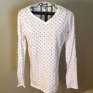 Red heart pok-a-dot cotton long sleeved shirt